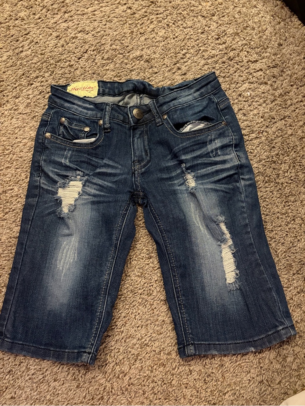 MACHINE Nouvelle Mode Dark Blue Denim Shorts